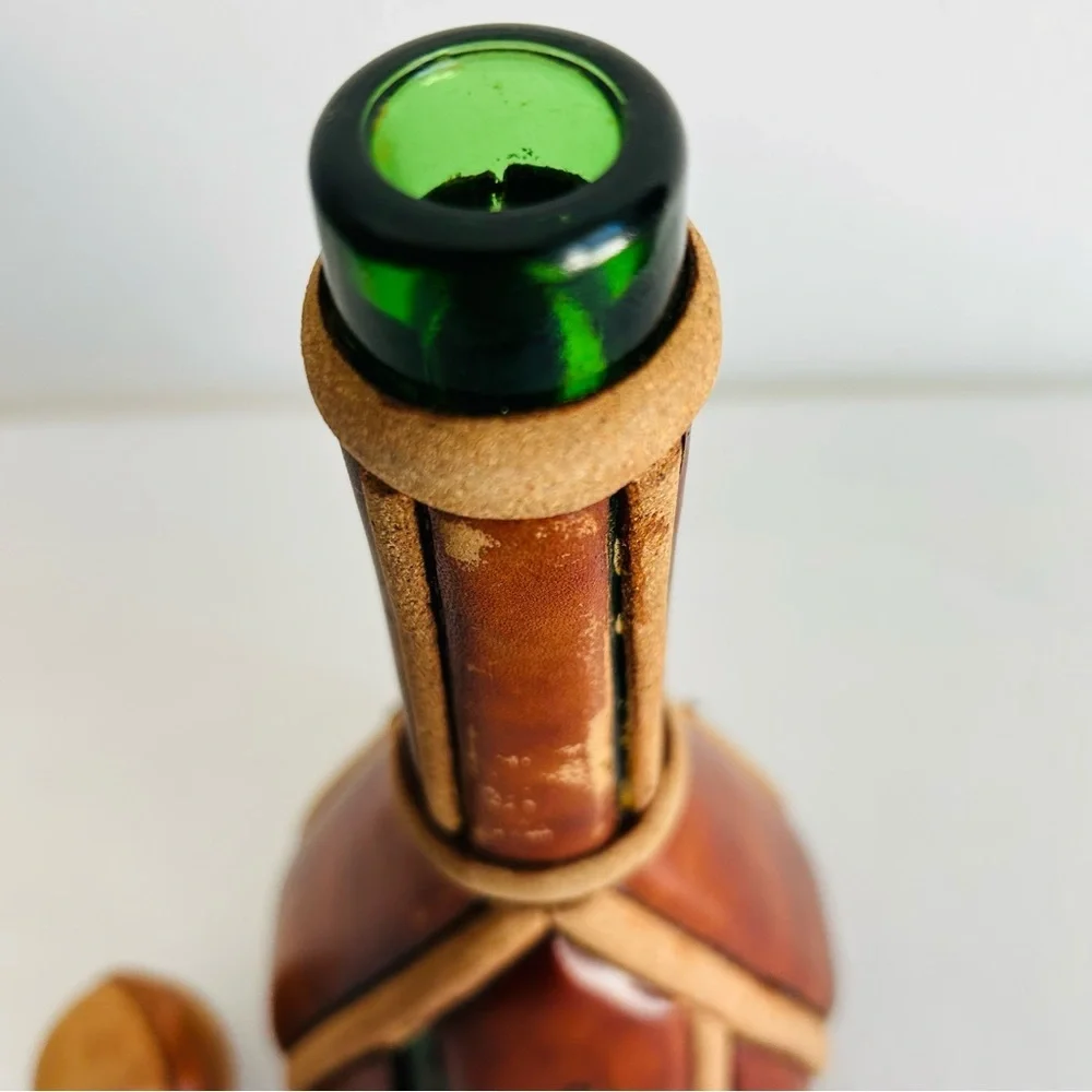 Vintage Italian Leather Wine Bottle Decanter